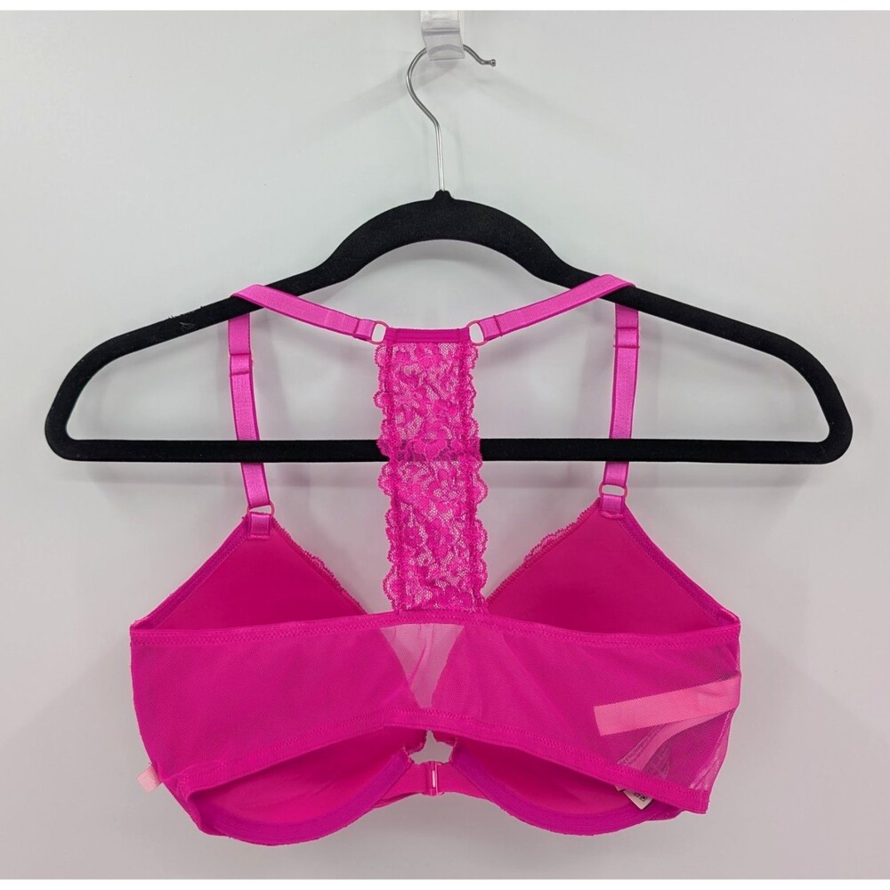 Victoria's Secret Bra 34D Hot Pink Front Close Push Up - Picture 2 of 6